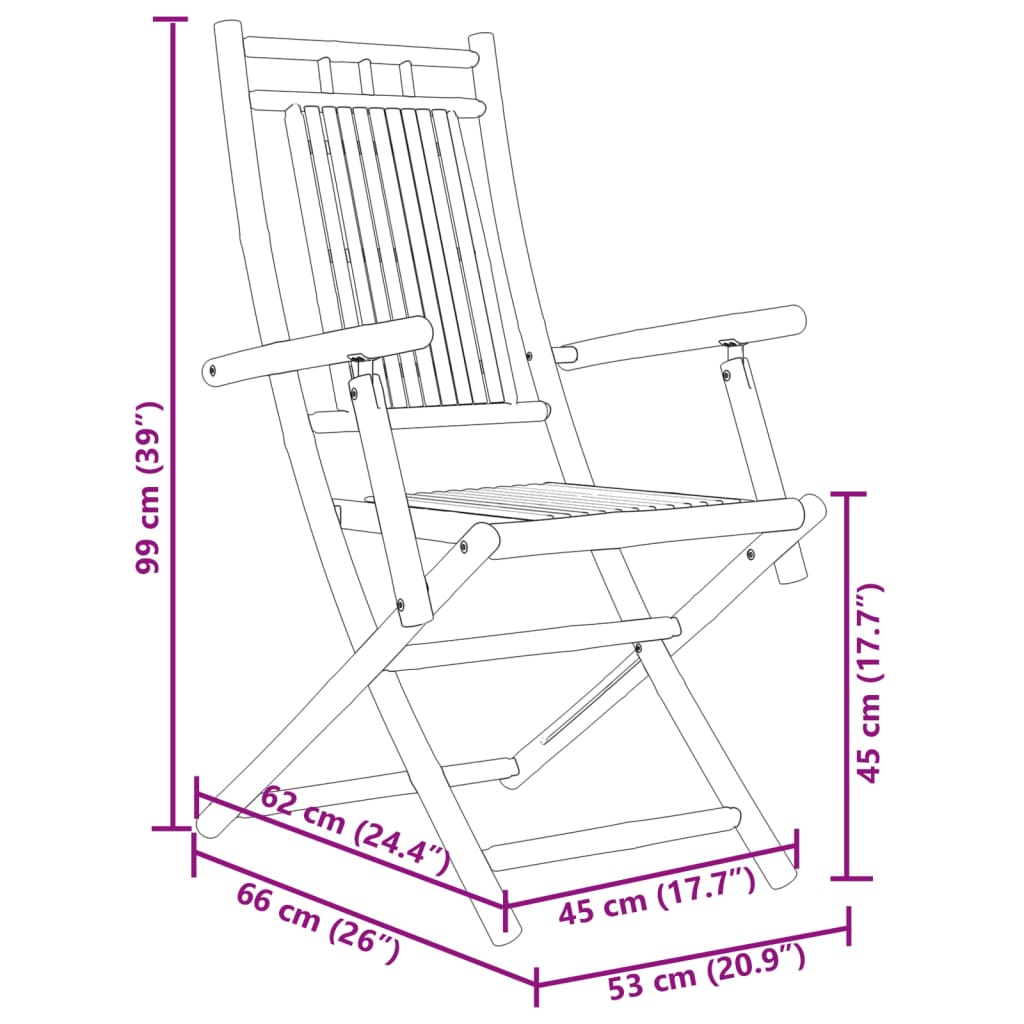 vidaXL Set mobilier bistro, 3 piese, bambus