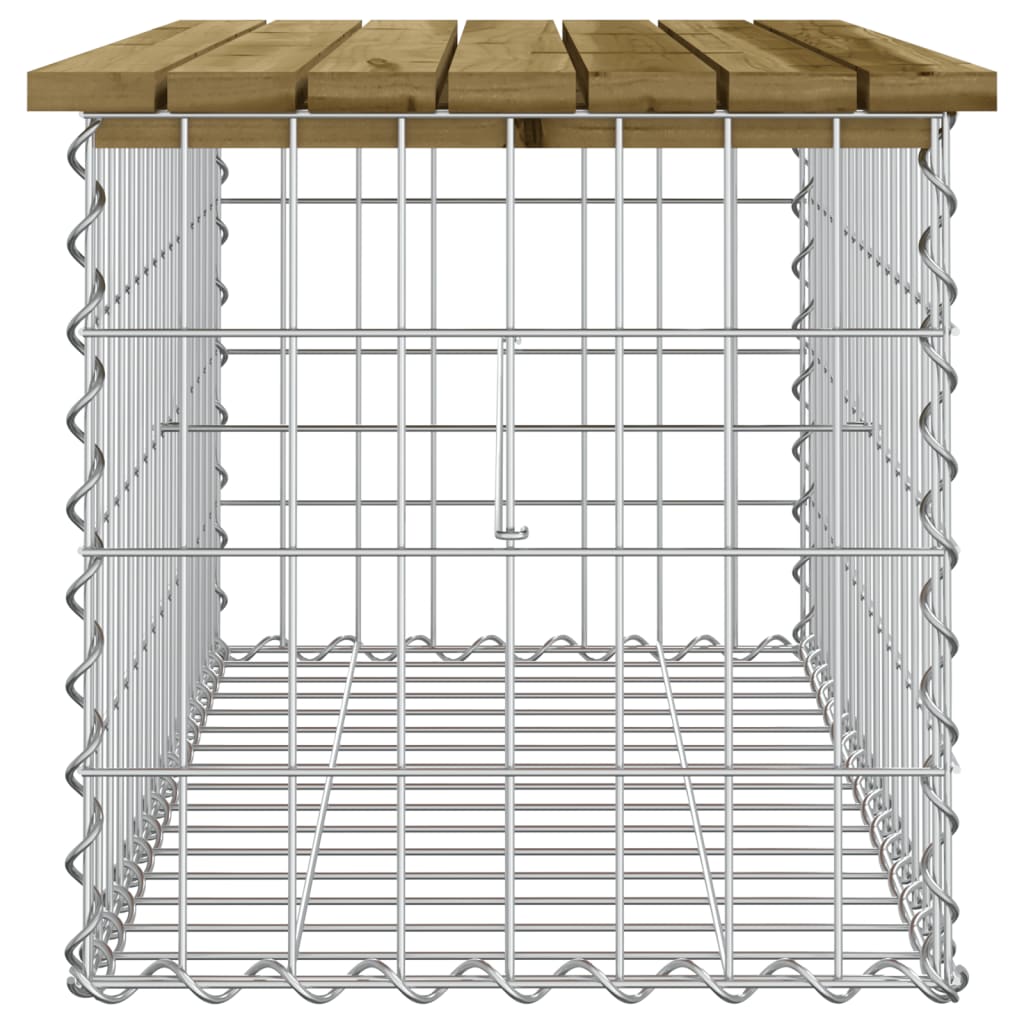 vidaXL Bancă grădină, design gabion, 83x44x42 cm, lemn pin impregnat