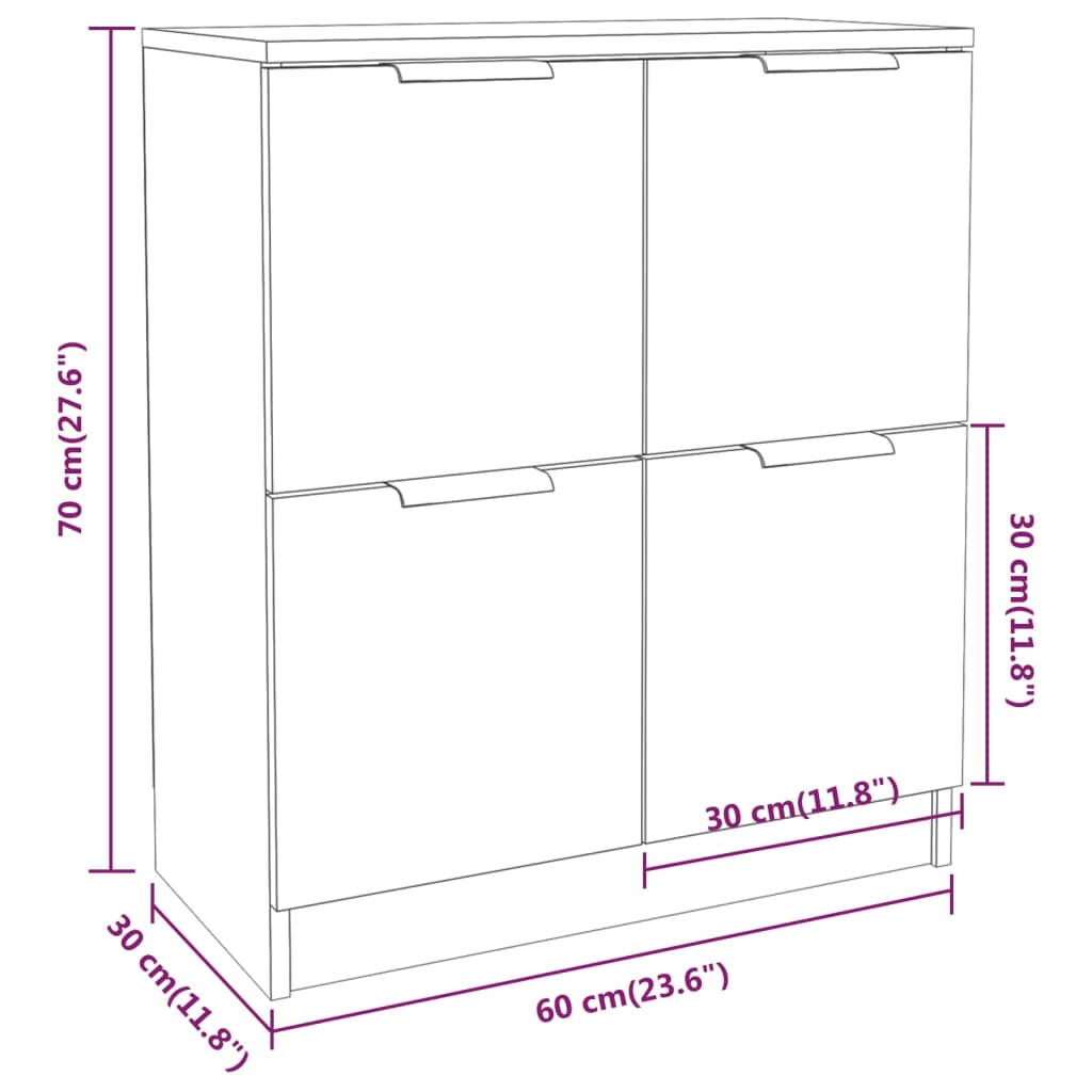 vidaXL Servante, 2 piese, alb, 60x30x70 cm, lemn prelucrat