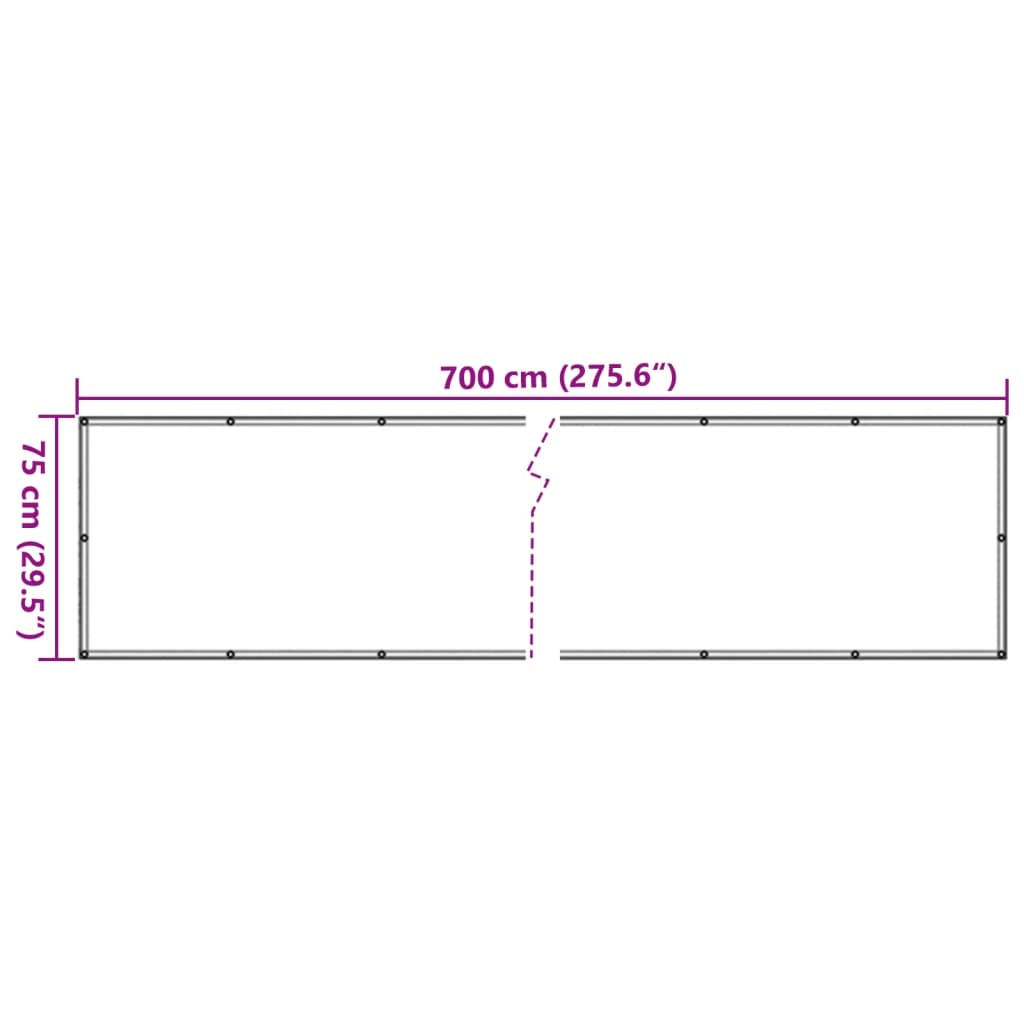 vidaXL Paravan de balcon, gri, 700x75 cm, PVC