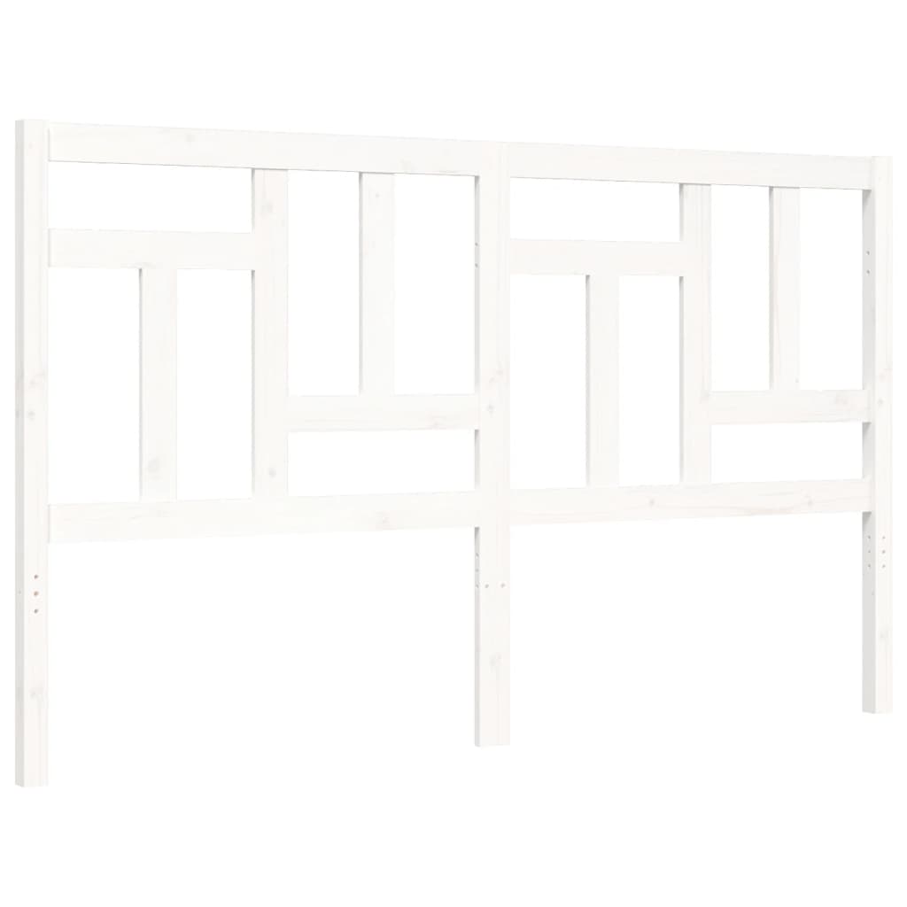vidaXL Cadru de pat cu tăblie, alb, king size, lemn masiv
