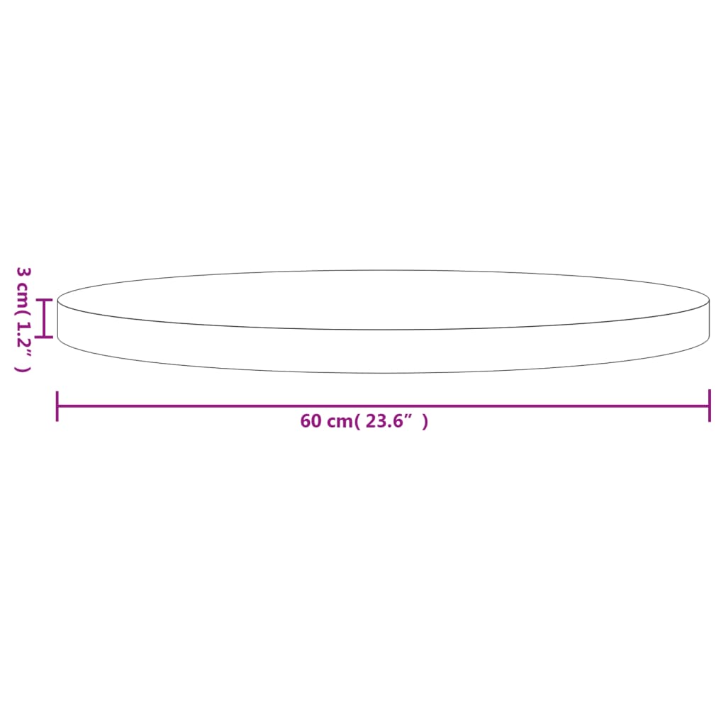 vidaXL Blat de masă rotund, Ø60x3 cm, lemn masiv de pin