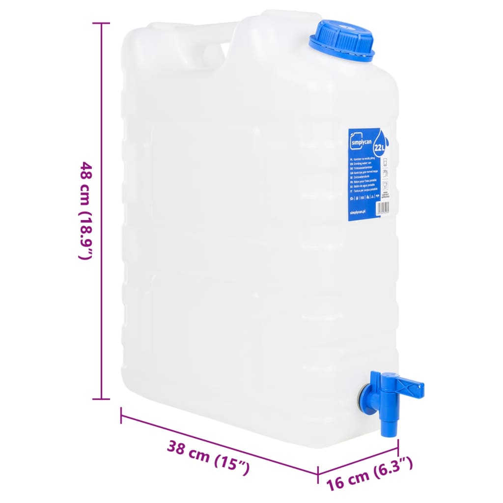 vidaXL Recipient de apă cu robinet, transparent, 20 L, plastic