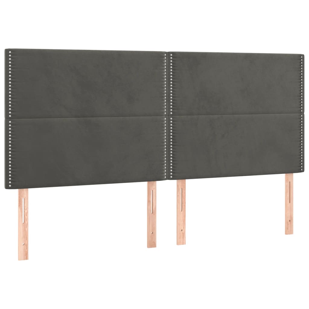 vidaXL Pat box spring cu saltea, gri închis, 160x200 cm, catifea