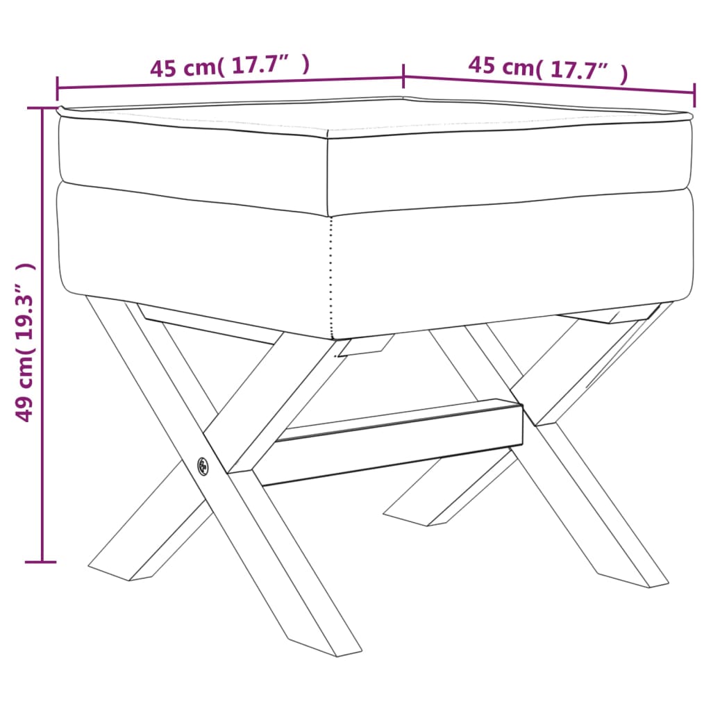 vidaXL Taburet de depozitare, albastru, 45x45x49 cm, catifea