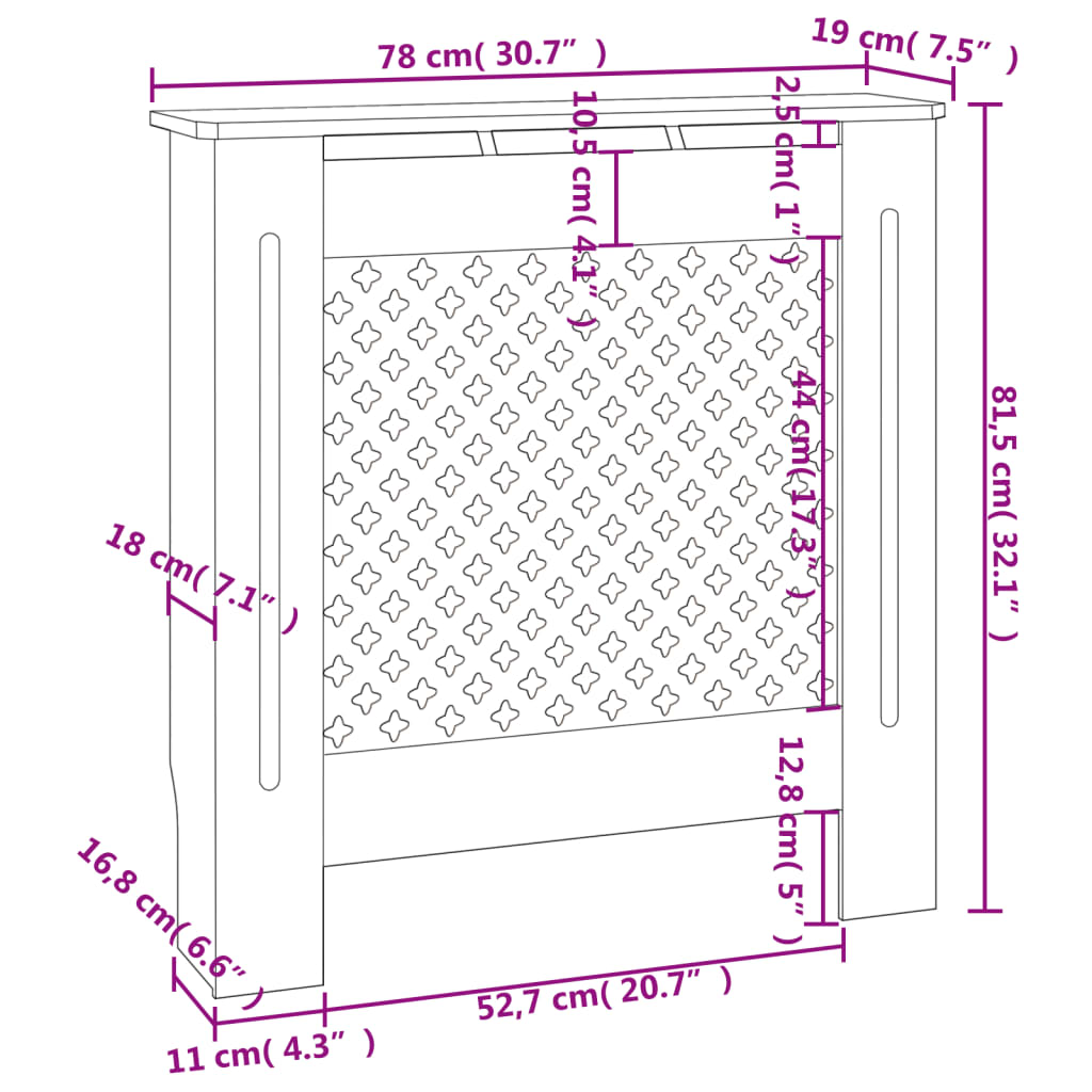 vidaXL Mască pentru calorifer, 78 cm, MDF