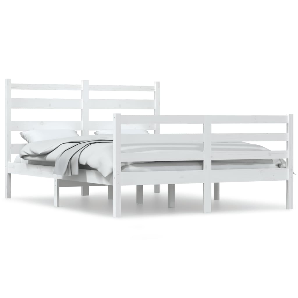 vidaXL Cadru de pat, 160x200 cm, lemn masiv de pin, alb