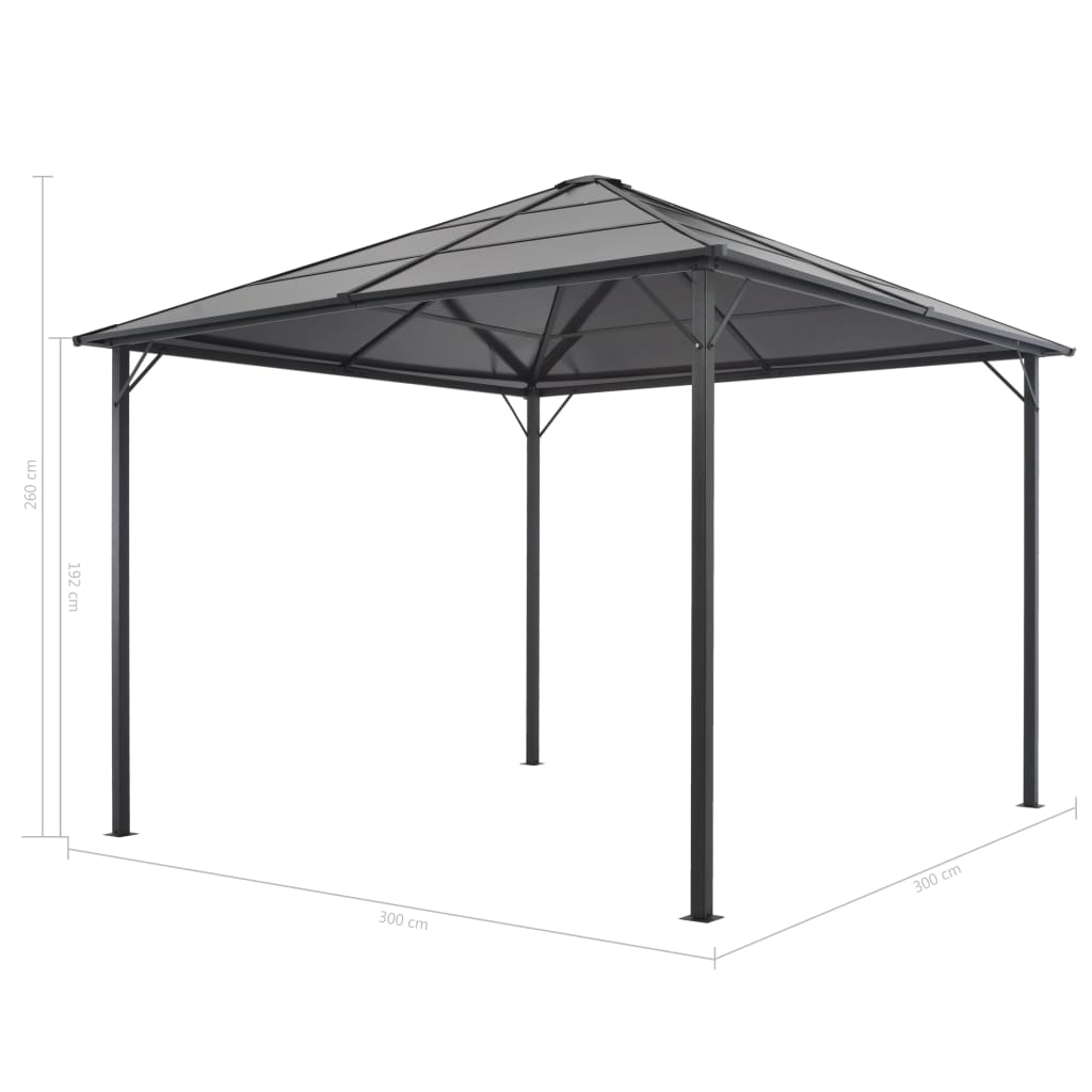 vidaXL Pavilion cu acoperiș, antracit, 3 x 3 m, aluminiu