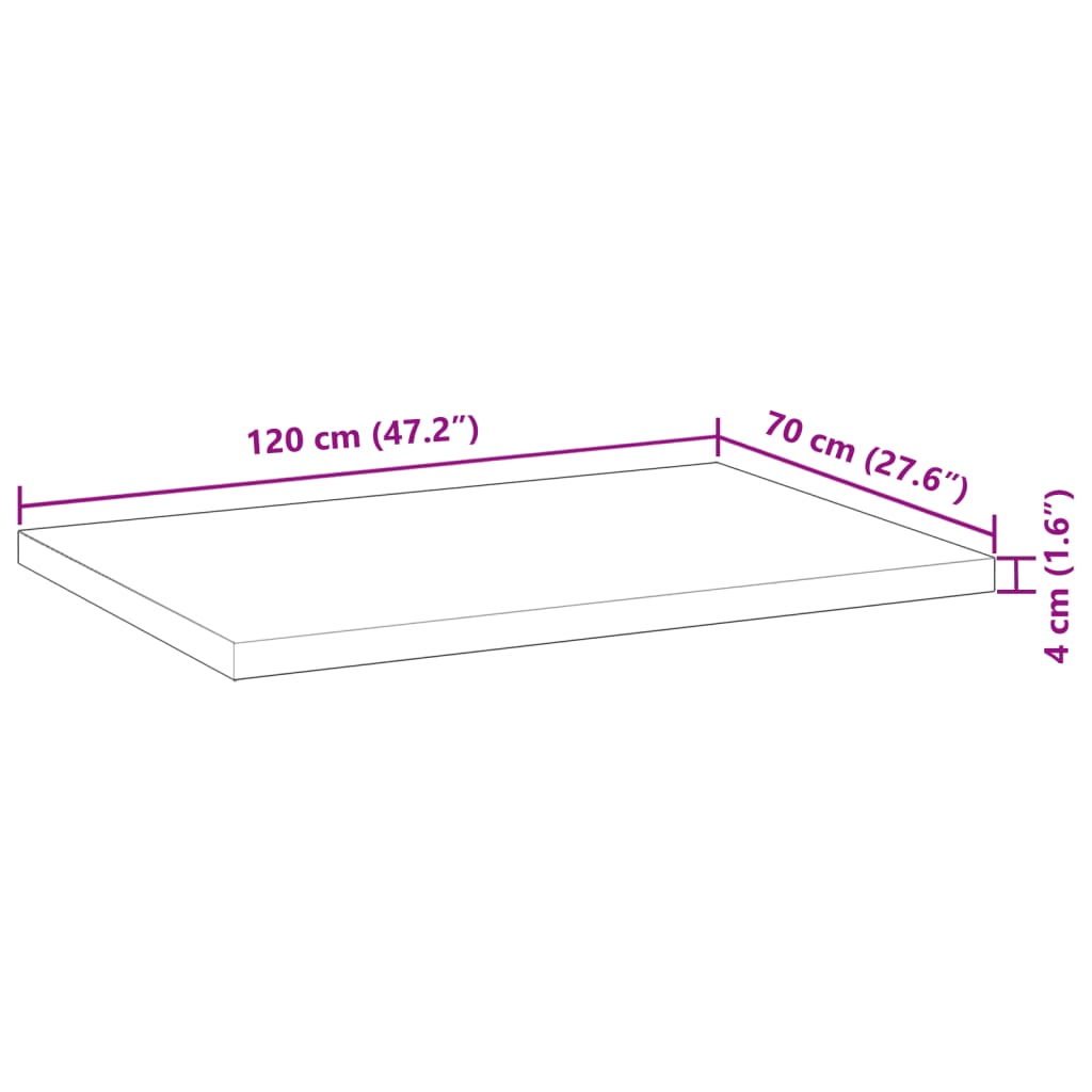 vidaXL Blat de birou netratat, 120x70x4 cm, lemn masiv de acacia