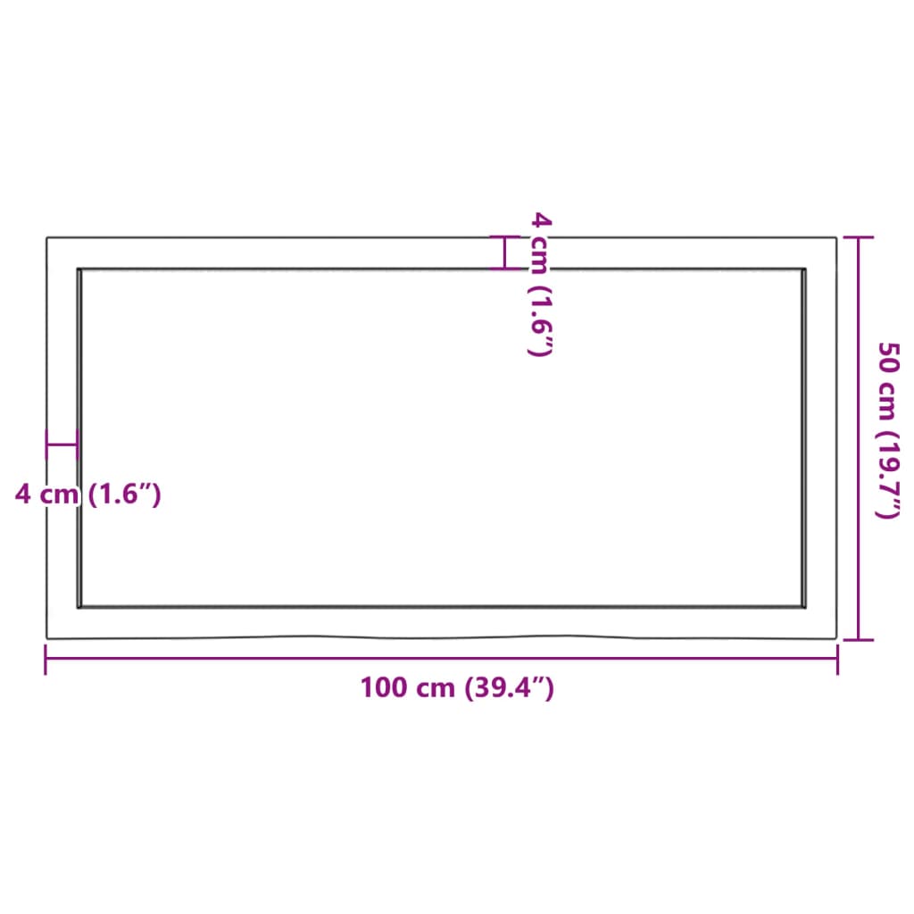 vidaXL Blat de baie, maro deschis, 100x50x(2-4) cm, lemn masiv tratat