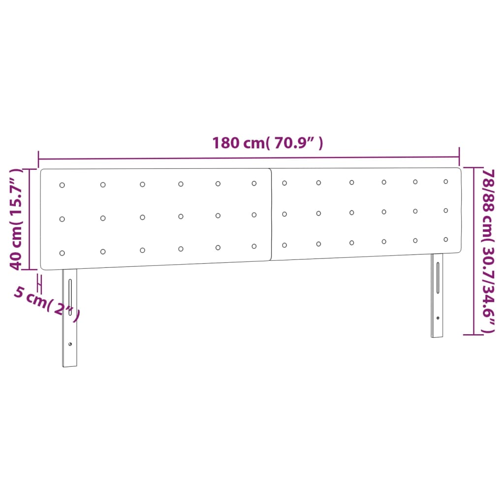 vidaXL Tăblie de pat cu LED, gri deschis, 180x5x78/88 cm, catifea