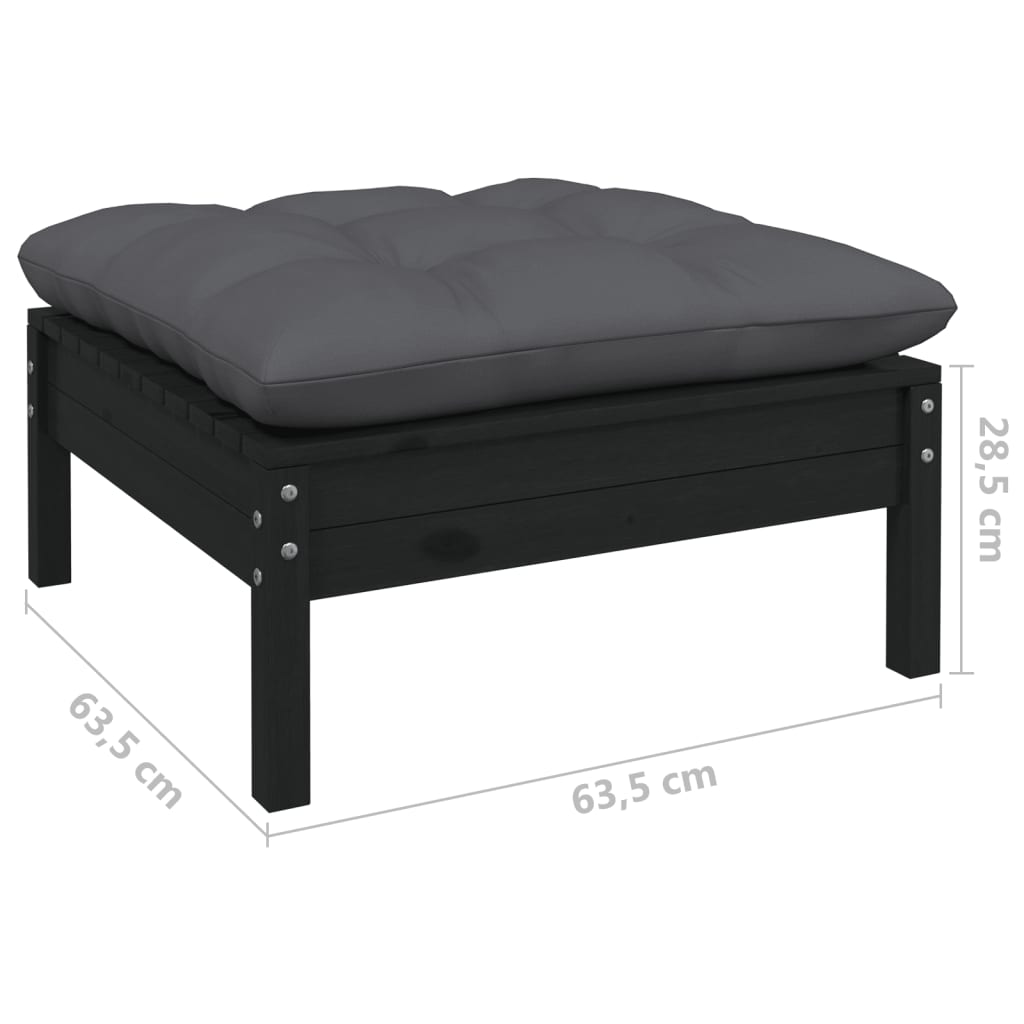 vidaXL Set mobilier grădină cu perne, 13 piese, negru, lemn de pin