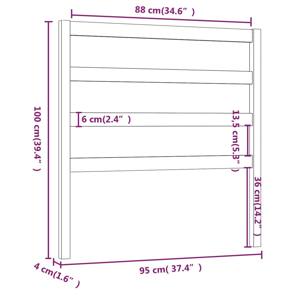 vidaXL Tăblie de pat, maro miere, 95x4x100 cm, lemn masiv de pin