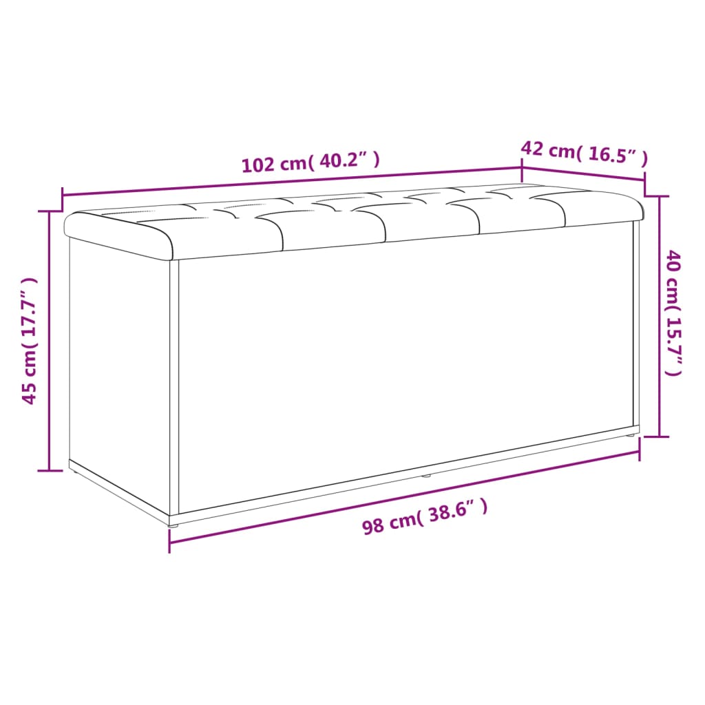 vidaXL Bancă de depozitare, stejar maro, 102x42x45 cm, lemn prelucrat