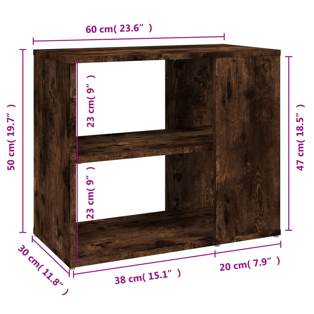 vidaXL Dulap lateral, stejar fumuriu, 60x30x50 cm, lemn prelucrat