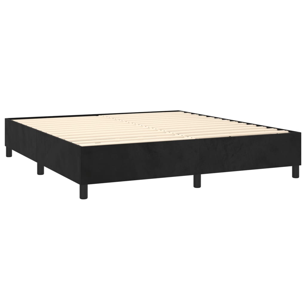 vidaXL Pat box spring cu saltea, negru, 180x200 cm, catifea