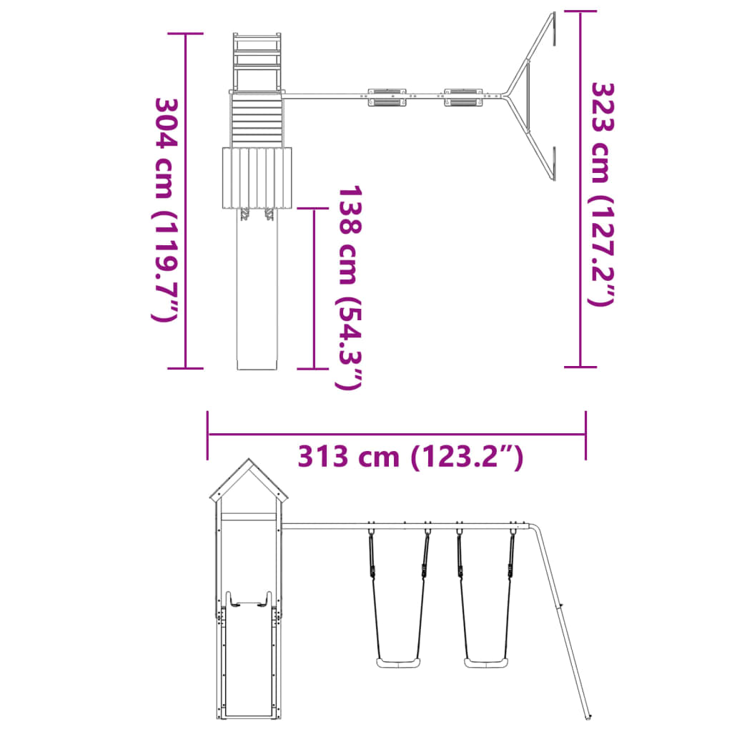 vidaXL Set de joacă pentru exterior, lemn masiv de pin