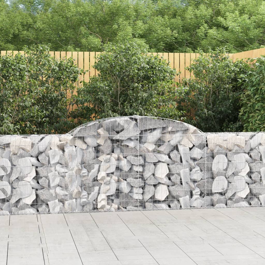 vidaXL Coșuri gabion arcuite 9 buc., 300x30x80/100 cm, fier galvanizat