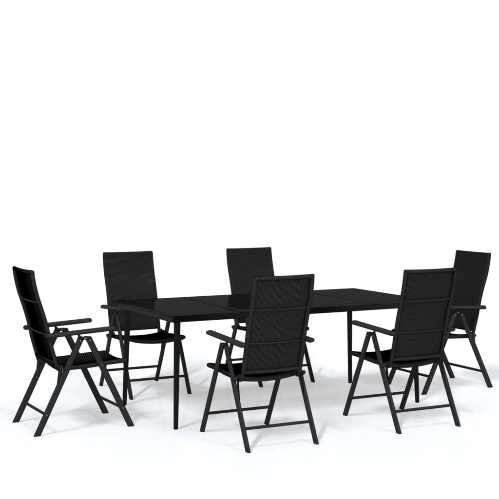 vidaXL Set de mobilier pentru grădină, 7 piese, negru