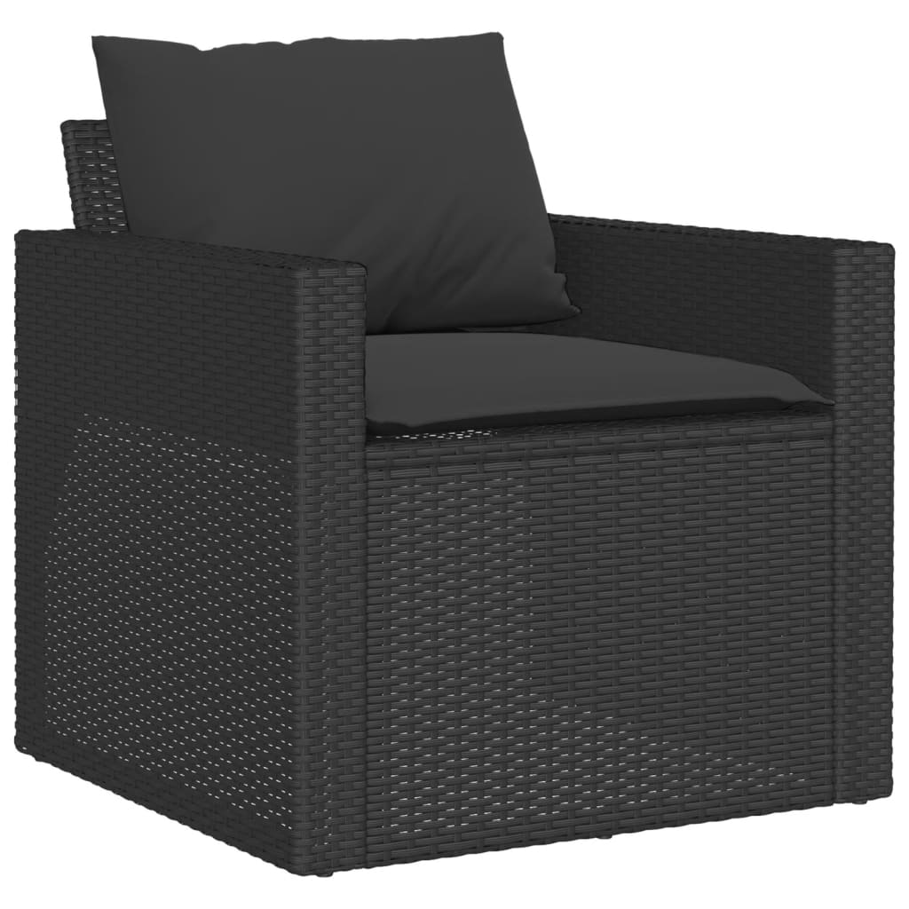 vidaXL Set mobilier de grădină cu perne, 4 piese, negru, poliratan