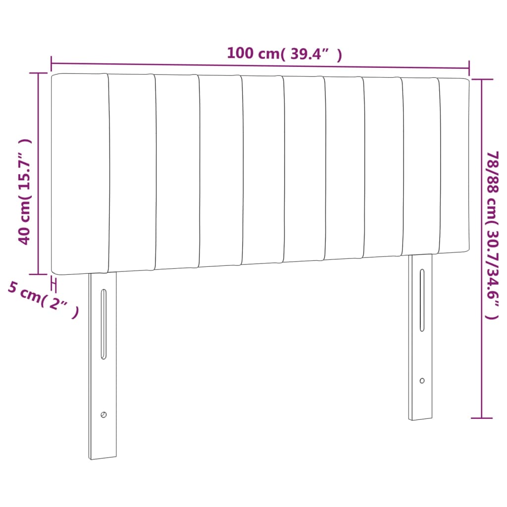 vidaXL Tăblie de pat cu LED, maro închis, 100x5x78/88 cm, textil