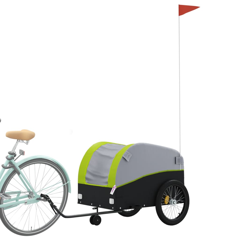 vidaXL Remorcă pentru biciclete, negru și verde, 45 kg, fier