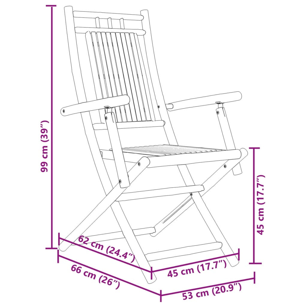 vidaXL Set mobilier bistro, 3 piese, bambus