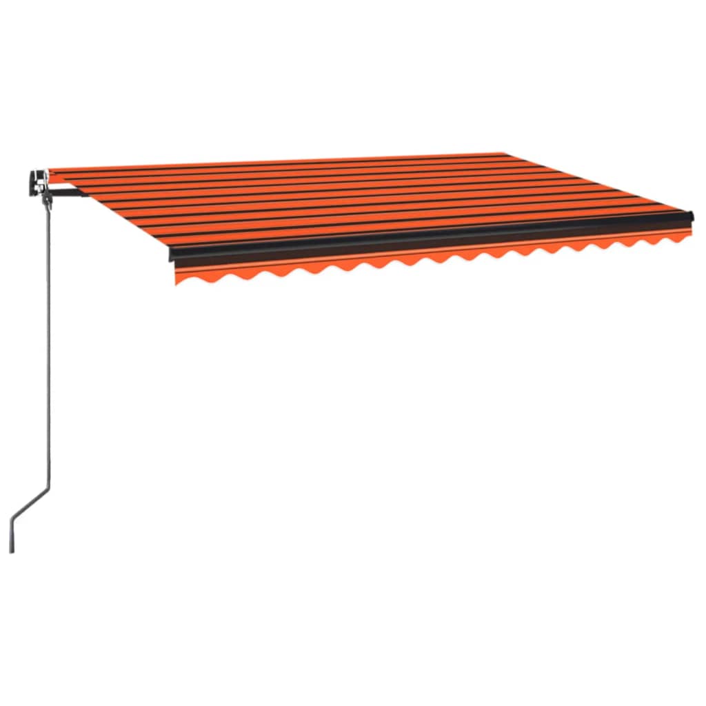 vidaXL Copertină retractabilă manual, LED, portocaliu/ maro 450x350 cm