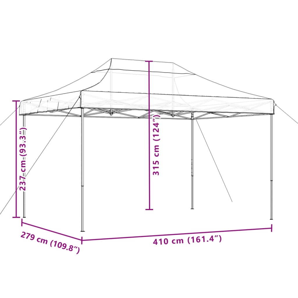 vidaXL Cort de petrecere pliabil Pop-Up, 410x279x315 cm, negru