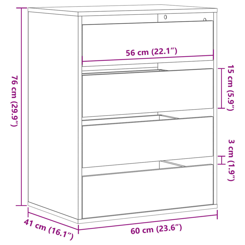 vidaXL Dulap colț cu sertare stejar maro 60x41x76 cm lemn prelucrat