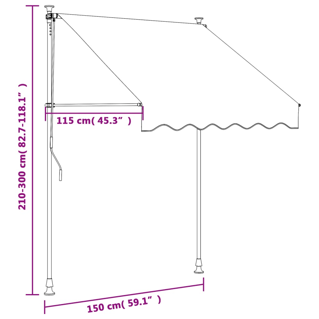 vidaXL Copertină retractabilă, antracit, 150x150 cm, țesătură și oțel