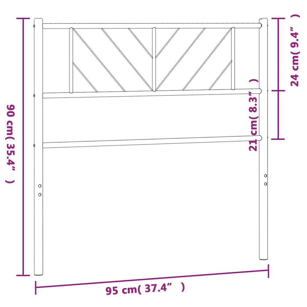 vidaXL Tăblie de pat metalică, alb, 90 cm