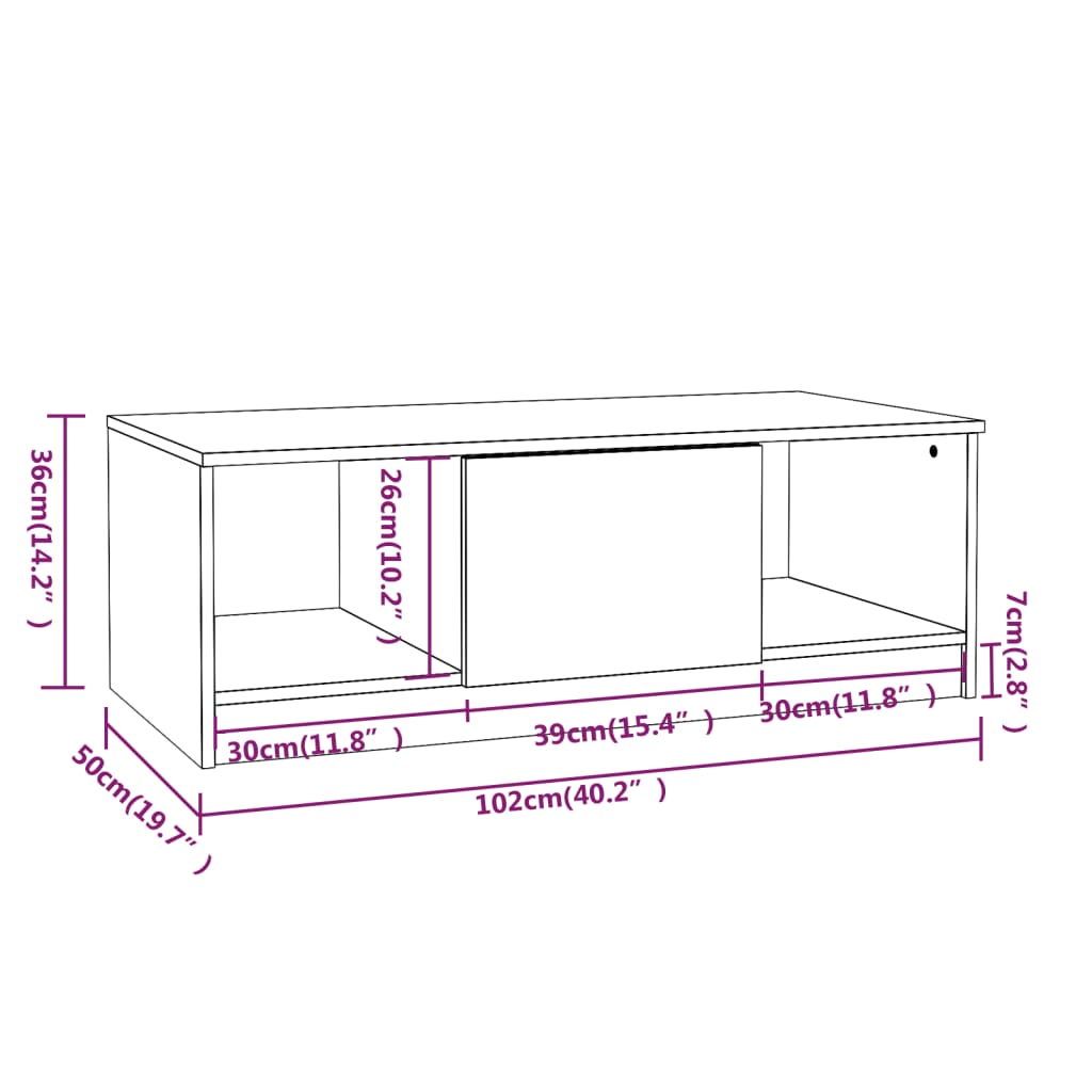 vidaXL Măsuță de cafea, stejar sonoma, 102x50x36 cm, lemn prelucrat