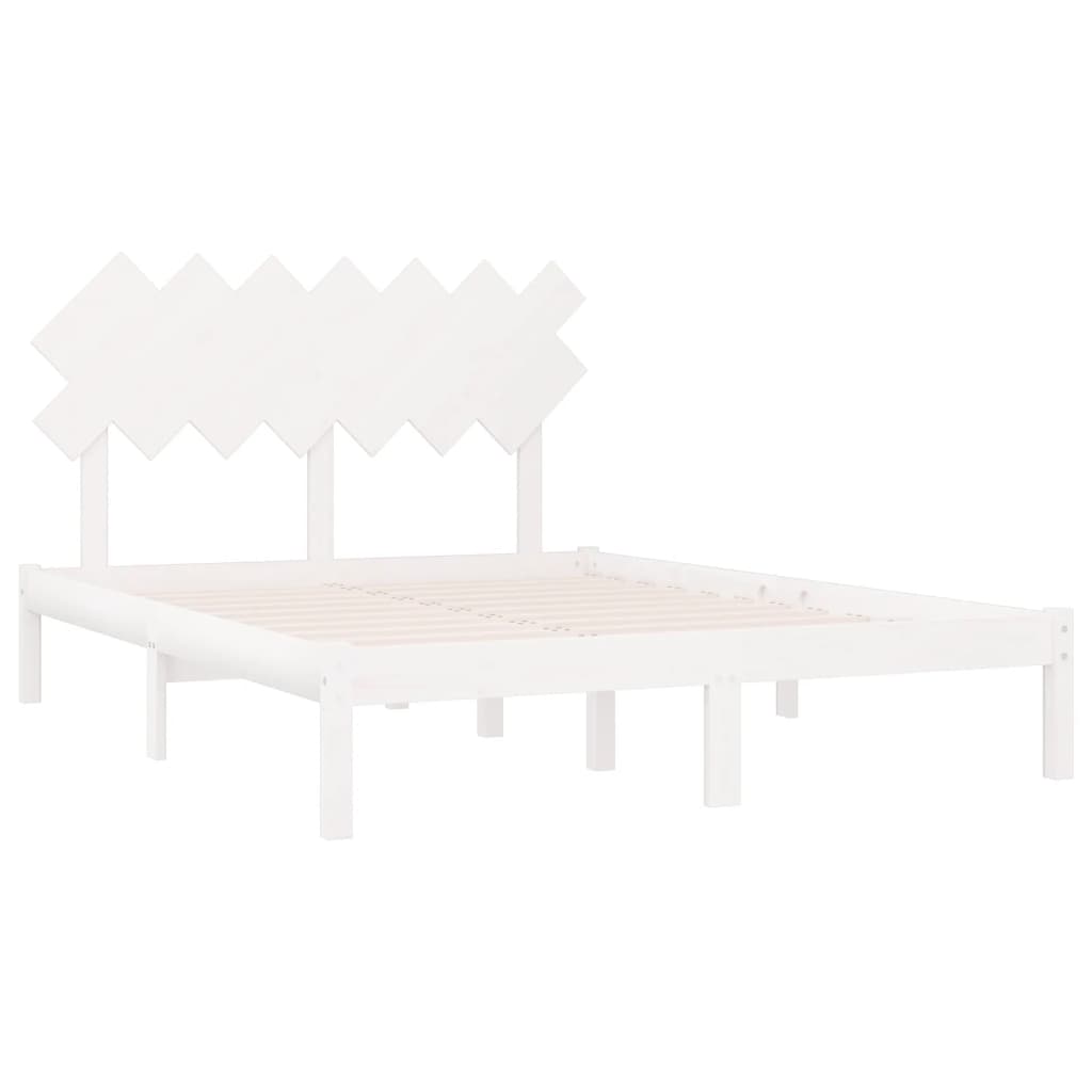 vidaXL Cadru de pat, alb, 140x200 cm, lemn masiv