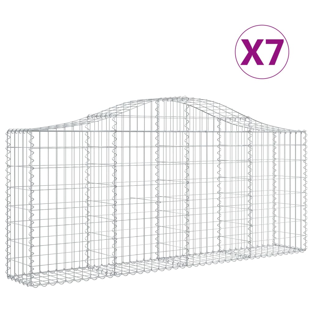 vidaXL Coșuri gabion arcuite 7 buc, 200x30x80/100cm, fier galvanizat