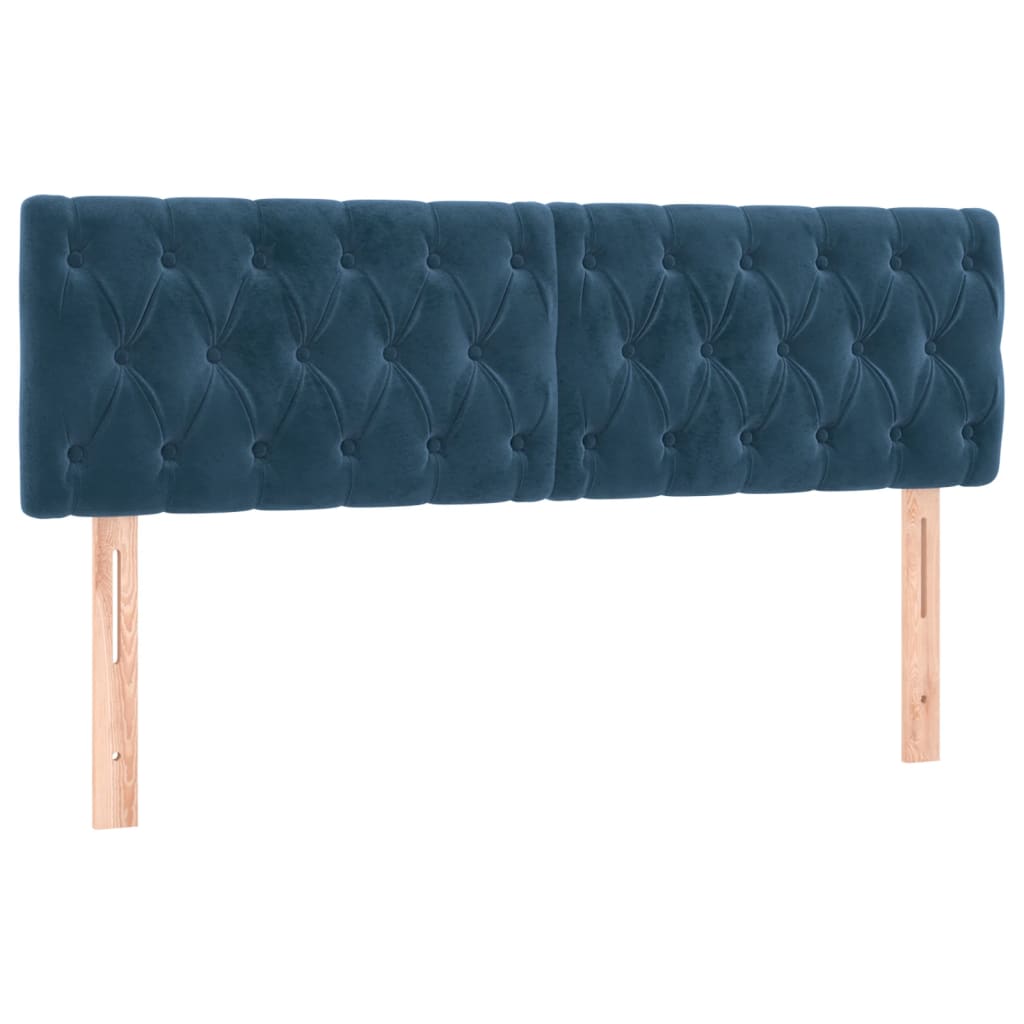 vidaXL Pat box spring cu saltea, albastru închis, 140x190 cm, catifea