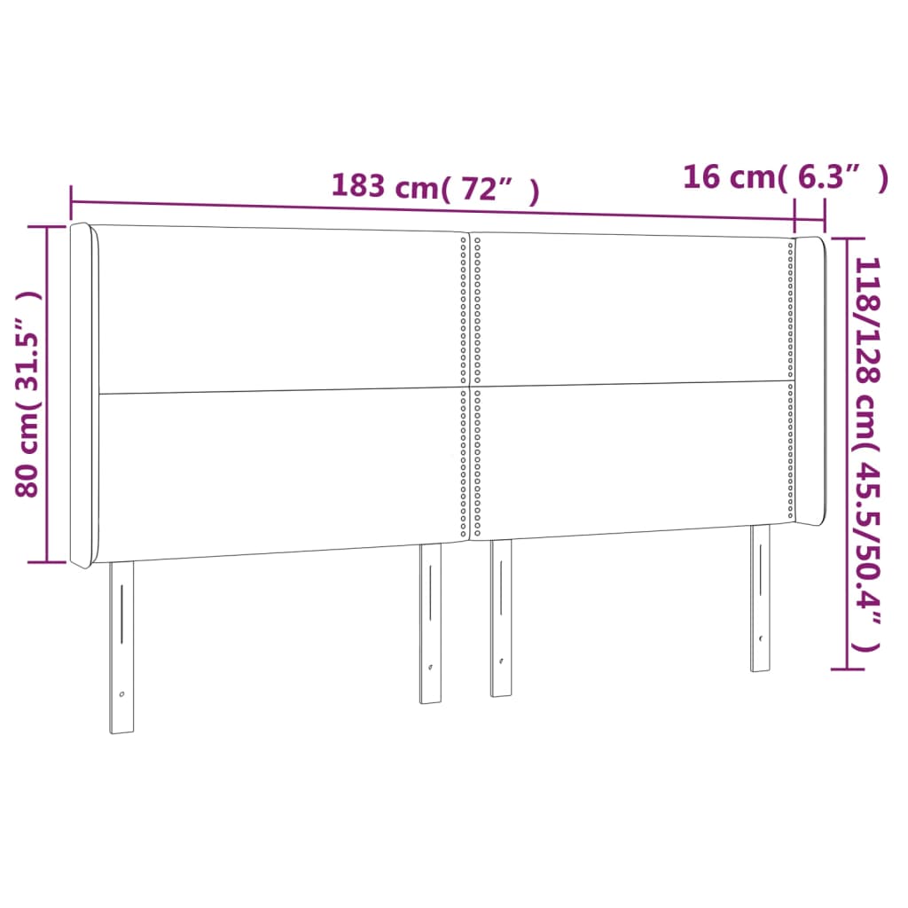 vidaXL Tăblie de pat cu LED, albastru, 183x16x118/128 cm, textil