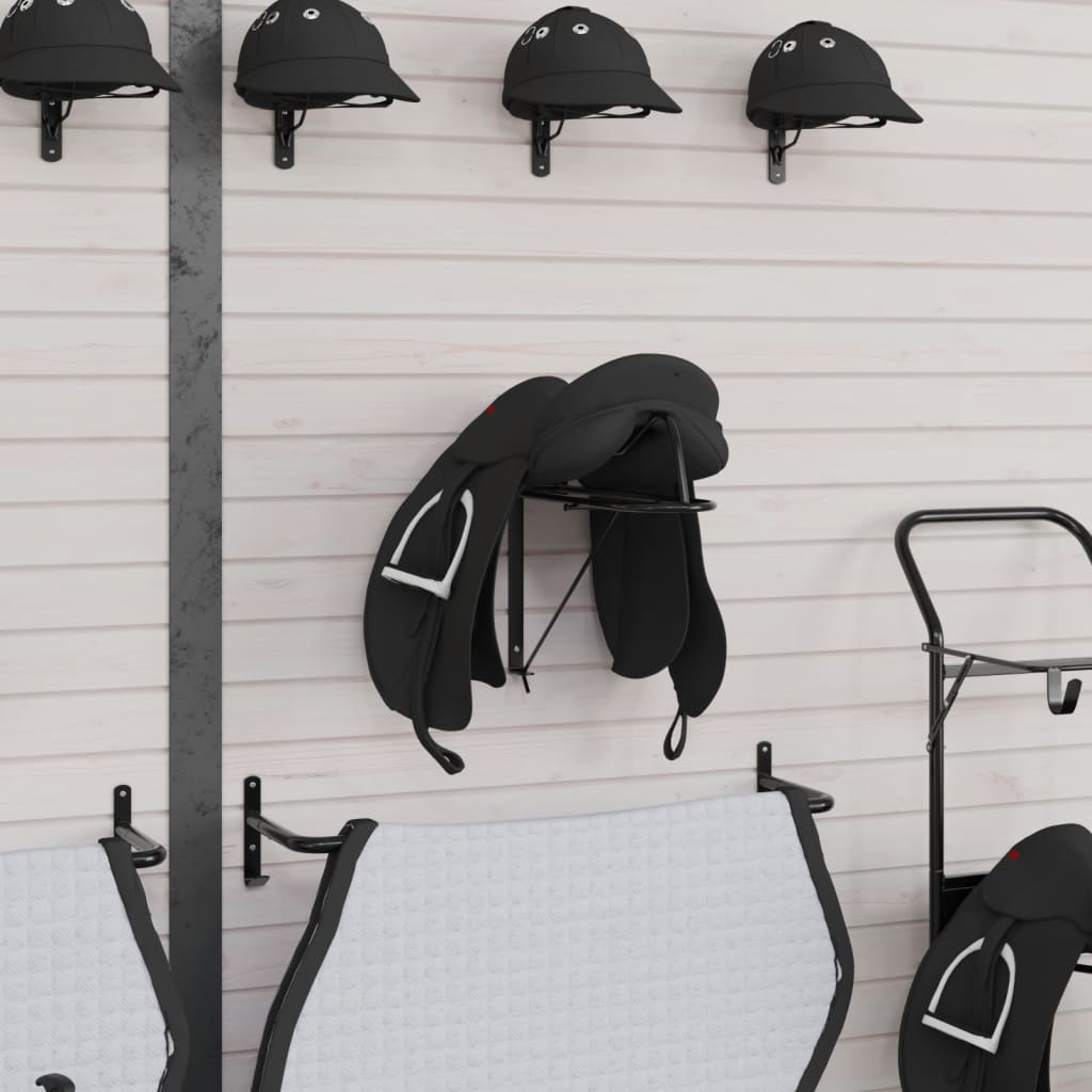 vidaXL Suport pentru șa pliabil, montat pe perete, negru, fier