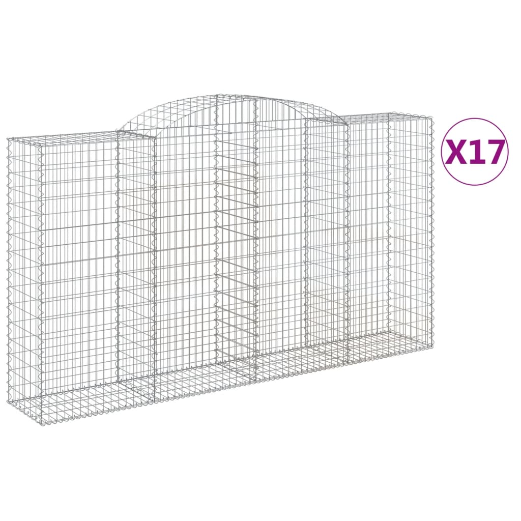 vidaXL Coșuri gabion arcuite 6 buc, 300x50x160/180 cm, fier galvanizat