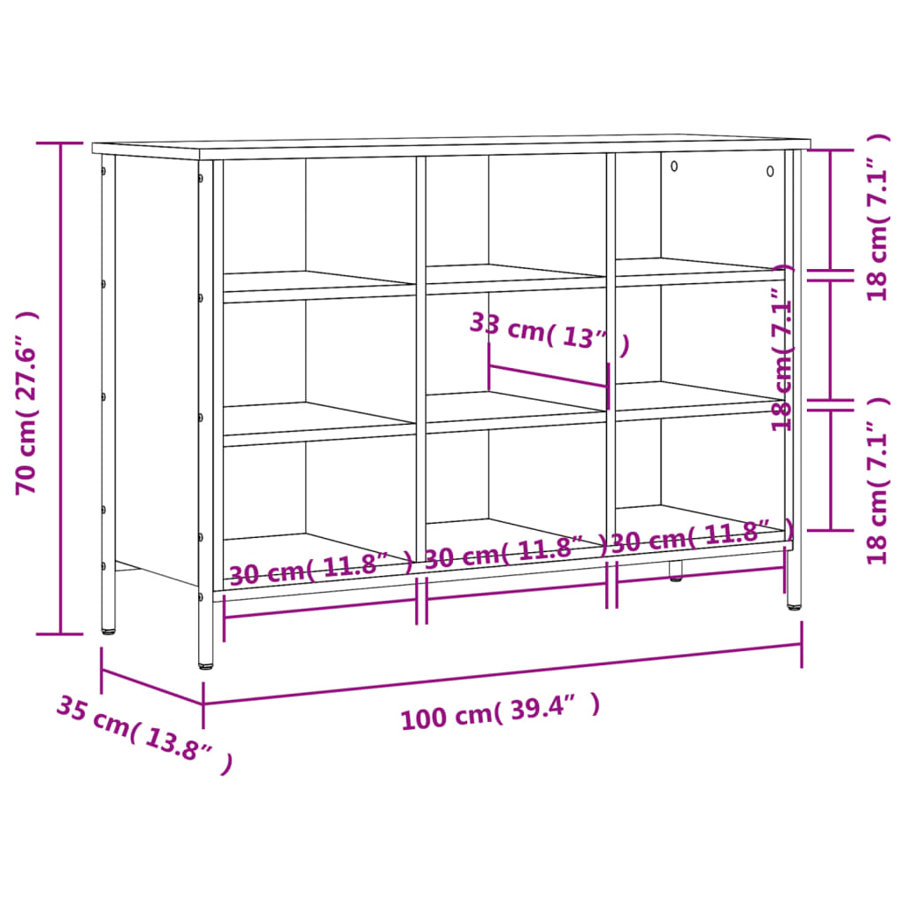 vidaXL Pantofar, negru, 100x35x70 cm, lemn compozit