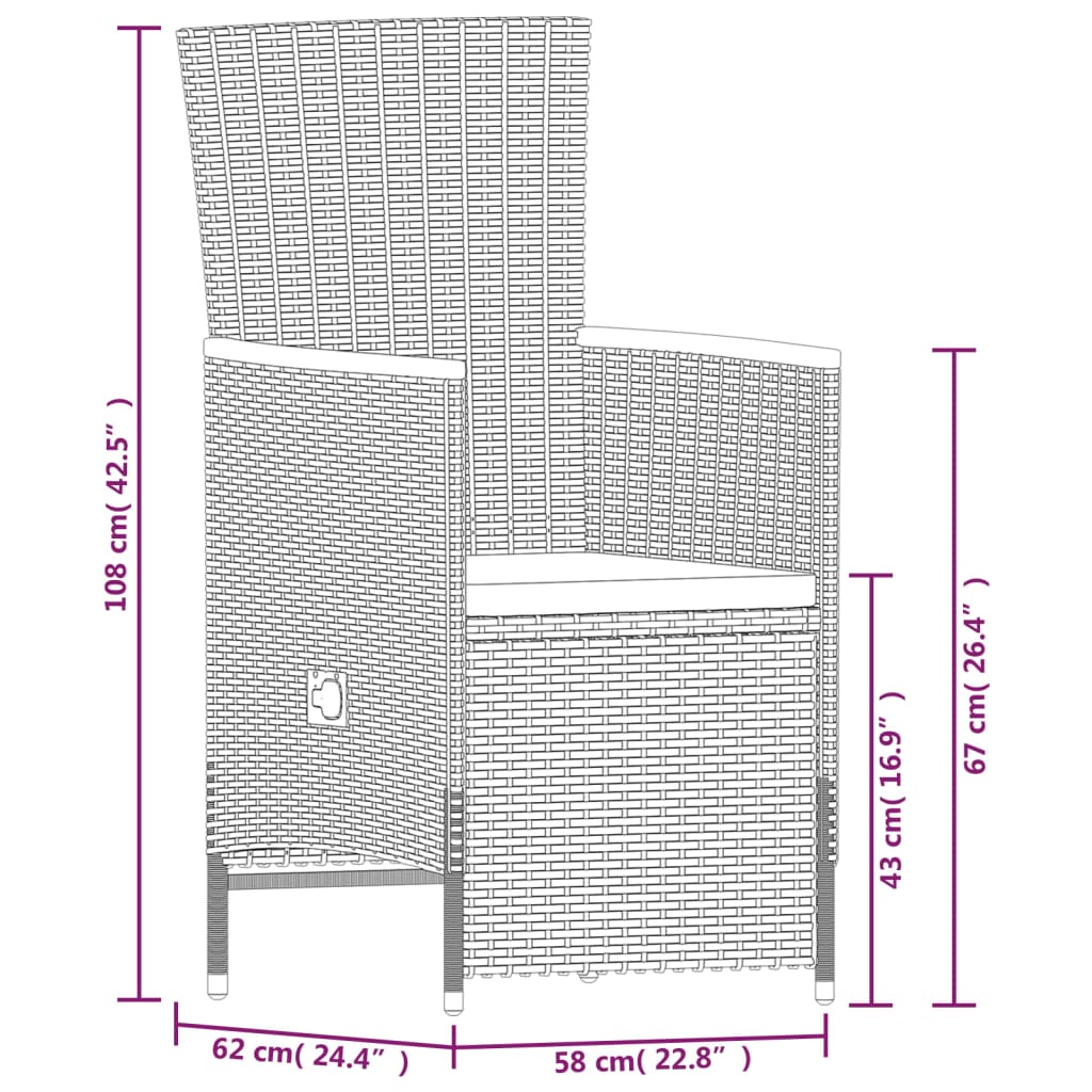 vidaXL Set de masă pentru grădină, 7 piese, cu perne, negru