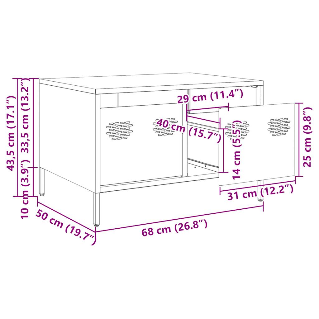 vidaXL Dulap TV, alb, 68x50x43,5 cm, oțel laminat la rece