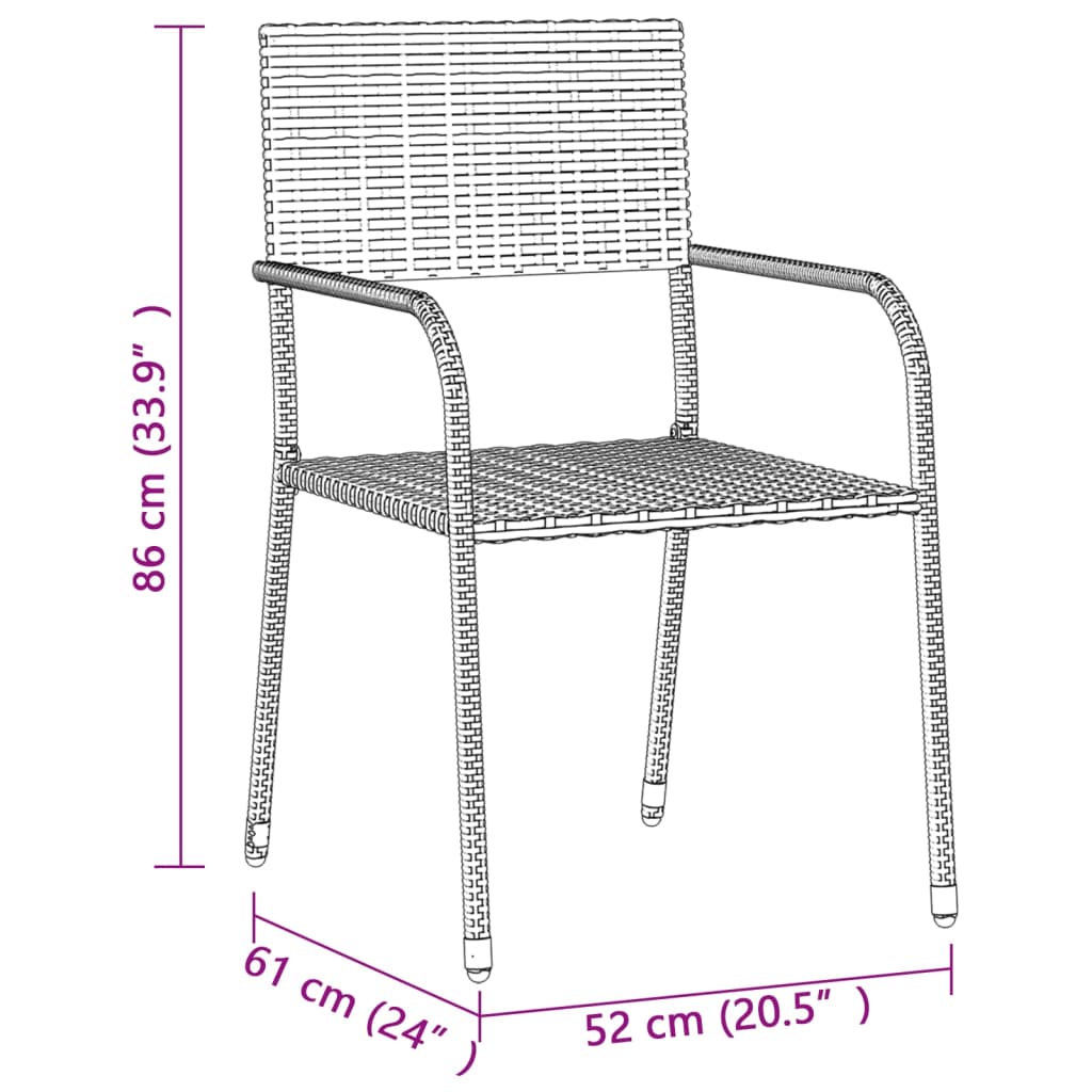 vidaXL Set mobilier de exterior, 3 piese, negru, poliratan