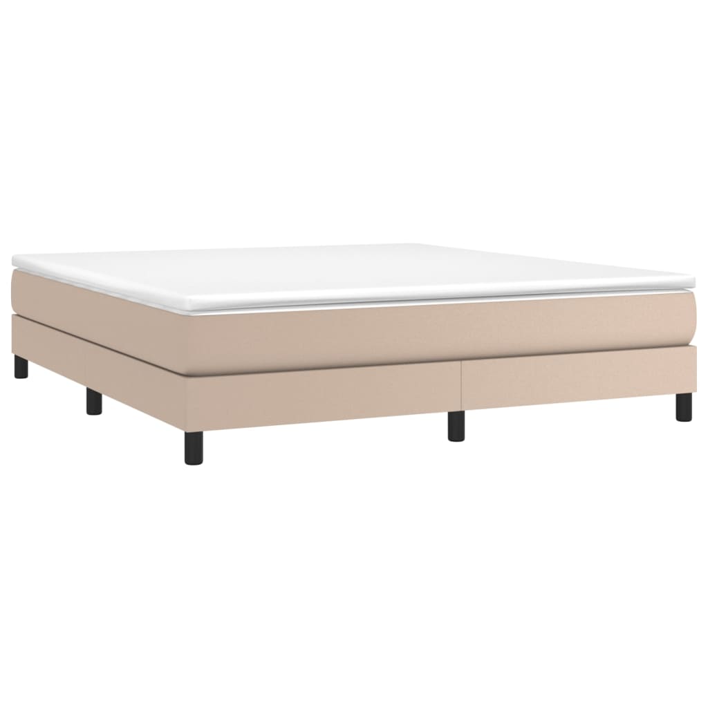 vidaXL Pat box spring cu saltea, cappuccino, 180x200cm piele ecologică