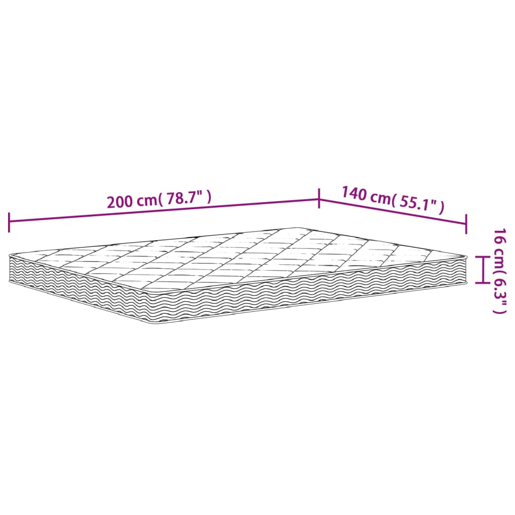 vidaXL Saltea din spumă, fermitate medie moale, 140x200 cm