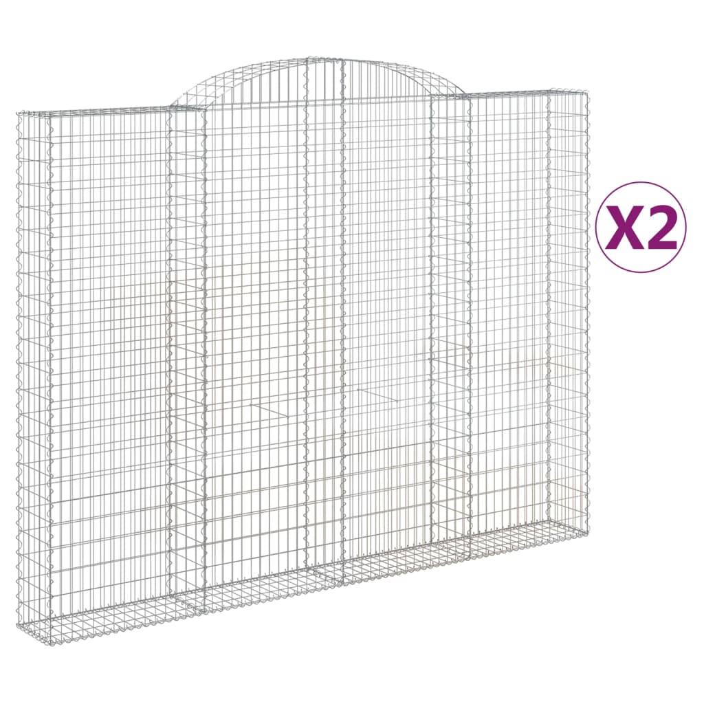 vidaXL Coșuri gabion arcuite 2 buc. 300x30x220/240 cm fier galvanizat