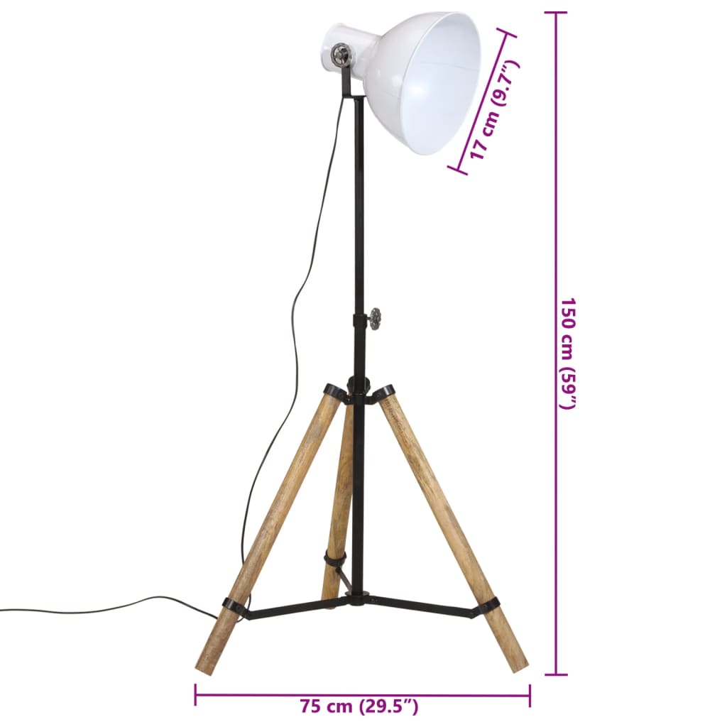 vidaXL Lampă de podea 25 W, alb, 75x75x90-150 cm, E27