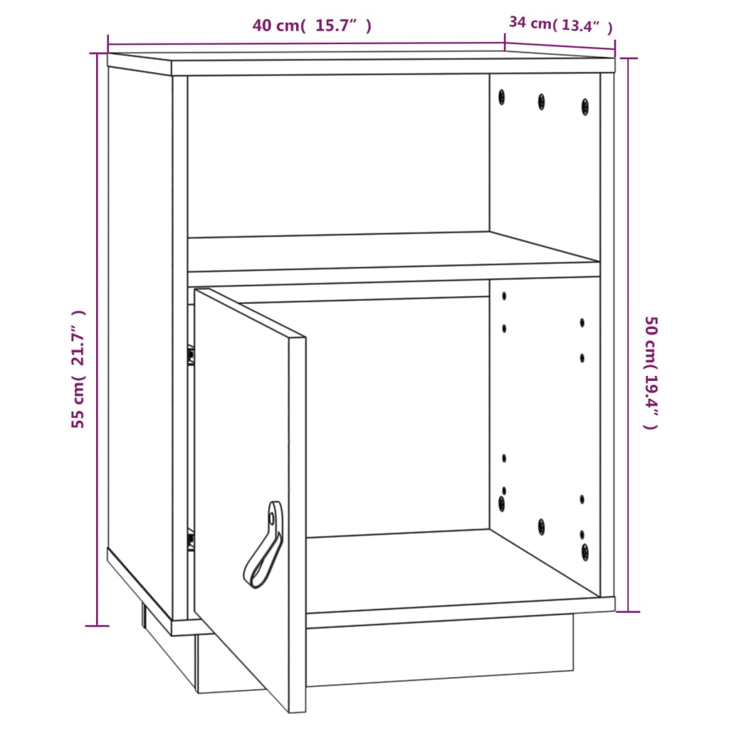 vidaXL Noptiere, 2 buc, maro miere, 40x34x55 cm, lemn masiv de pin