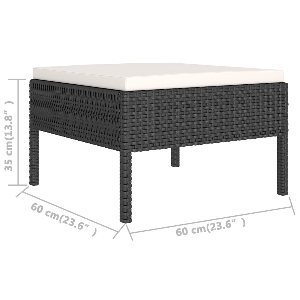 vidaXL Set mobilier de grădină cu perne, 10 piese, negru, poliratan