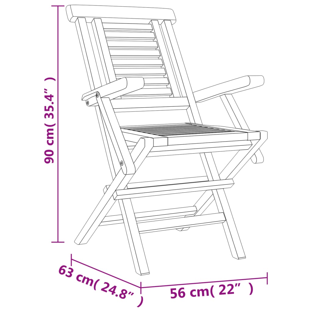 vidaXL Scaune de grădină pliante, 4 buc., 56x63x90 cm, lemn masiv tec